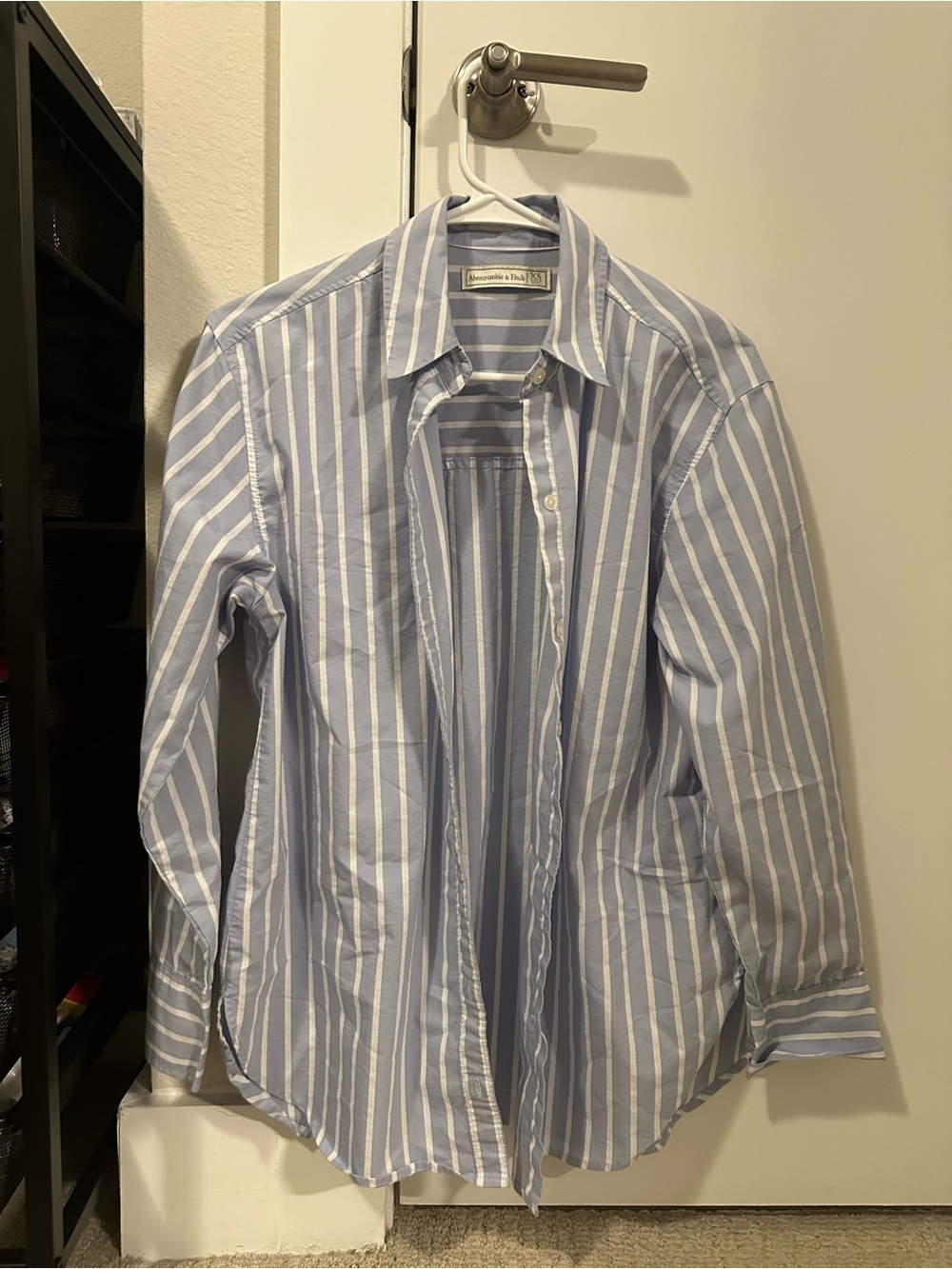 Abercrombie Blue White Striped Cotton Button-Up Shirt